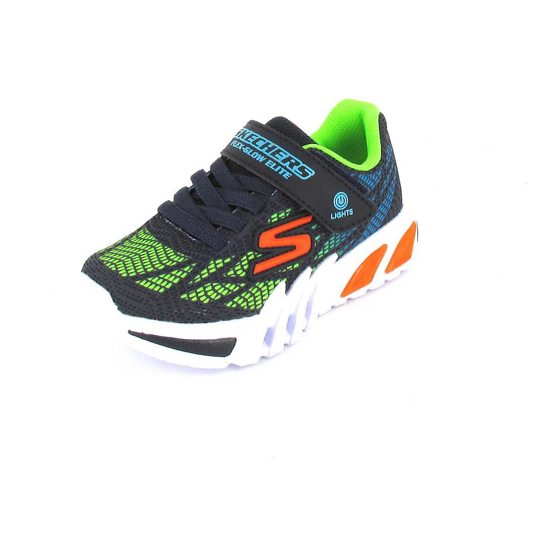 Skechers Kids Boys Flex-Glow Elite-Vorlo Sneaker, Navy/Multi, 2