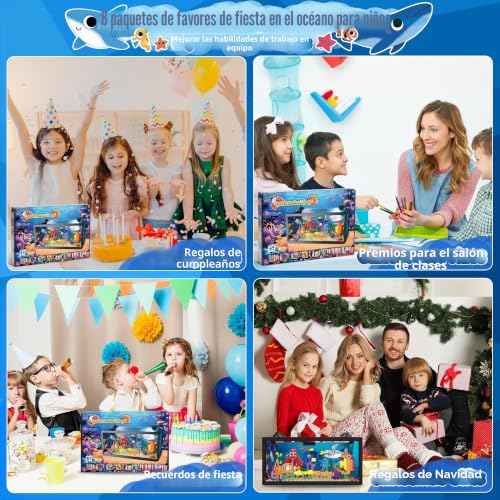 TectoStrux 8 in 1 Fish Tank Construction Toy, Marine Aquarium Building Block with LED Light, Model 9 Toy Included Octopus Crab, Christmas Birthday Gifts for Kids Children 6-12 Years Old