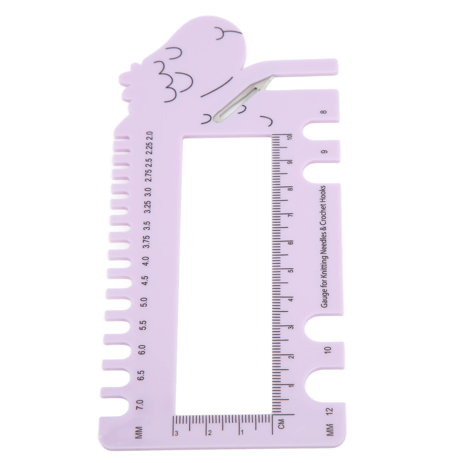 Stitch Counter For Crochet Uk, Plastic 14x7.6cm Crochet Needle Ruler Gauge Sewing Gauge Fade-Free Scale & Sheep Design with Engraved Chart Measuring Tool for Home Craft Use