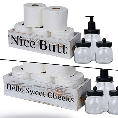 Bathroom Storage Box with Jar Set Funny Toilet Paper Holder Bathroom Decor Box Nice Butt