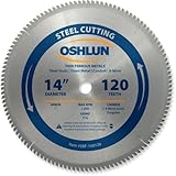Oshlun SBF-140120 14-Inch 120 Tooth TCG Saw Blade with 1-Inch Arbor for Mild Steel and Ferrous Metals
