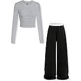 Voxikodex Girls Clothes 2 Piece Long Sleeve Shirt Tops Casual Pants Fall Winter Outfits for Teen Tween Girls 7-14 Years