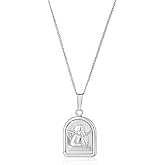 Vanbelle Sterling Silver Jewelry - Rhodium Plated with 925 Stamp - Angel Medal Pendant Necklace - Elegant Handcrafted Necklace for Women - Chain 18" long + 2" Extender