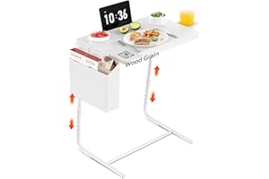 NUTIKAS Adjustable TV Tray Folding Dinner - Trays for Eating On Couch Wooden Tables Mate Stand Foldable Desk with Cup Holder Portable