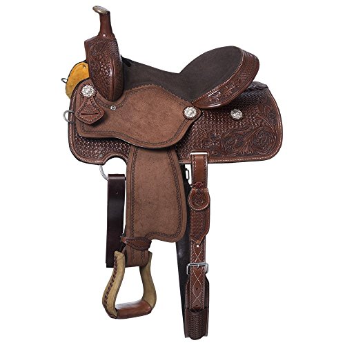 Tough 1 Silver Royal Western Saddle Tooling All Around 15″ Brown SR365