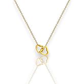 LuxPaw Gold Plated Double Heart Necklace for Women | Stainless Steel Interlocking Hearts Pendant | Minimalist Jewelry Gift for Her