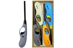 Butane Lighter, 4pcs Refillable Long Flame Lighter for BBQ Candle(No Butane Inside)