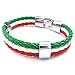 KONOV Mens Feather Bracelet, Italy Flag Italian Banner Cuff Bangle, Red White Green, 8