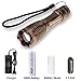 ON THE WAY900 Lumen Expedition Handheld Flashlight Led Xml-T6 5 Modes Water Torch Adjustable Zoomable Tactical Light Lamp with 18650 3.7V Rechargeable Lithium Battery and Charger (Golden)