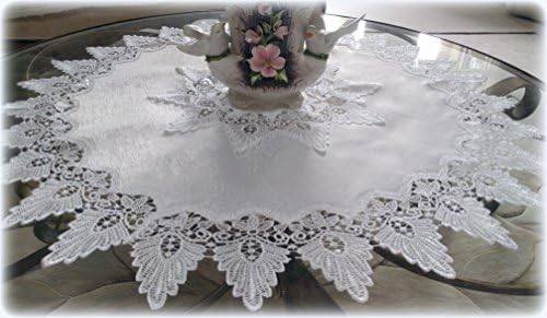 Creamy White 35" X- Large Lace Victorian Doily Table Topper Dresser Scarf Round Tablecloth