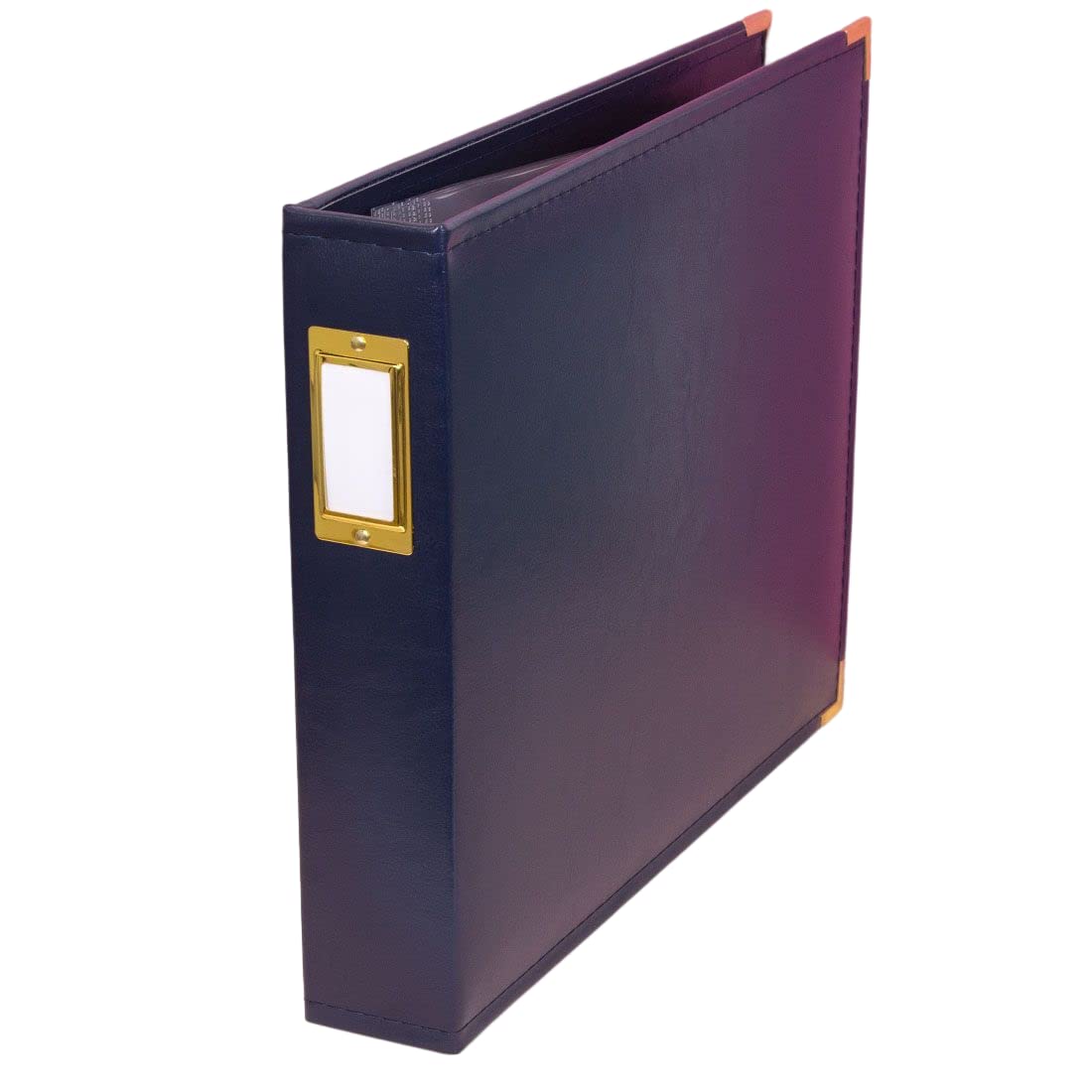 Craftelier - Album of Ecoleather Rings and 5 Sleeves of 30.5 x 30.5 cm (12" x 12") | 3 Silver Metal D-Ring System and Label Holders | Size 33 x 38 x 7.5 cm - Navy Blue