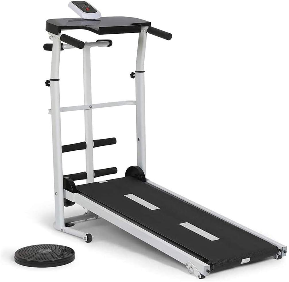 LHY Home Folding Treadmill, Multifuncional Mechanical Treadmill, Manual Walking Machine Fitness Exercise Slim Running Machine Office Desk Treadmill Incline + Foldable