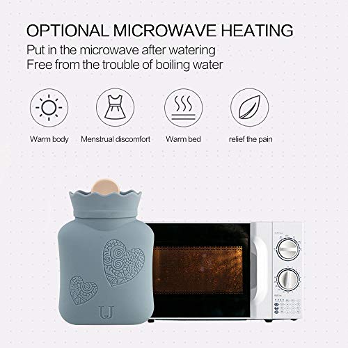 Microwave Heating Silicone Hot Water Bottle Bag with Knit Cover, Hot Cold  Therapies Back pain Gift for Gir
