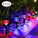 Geloo Solar Lights Outdoor, 6 Pack Color Changing Solar Garden Lights Outdoor, Solar Pathway Lights Colored Landscape Lighting Waterproof Solar Lights for Lawn Patio Yard Walkway Sidewalk