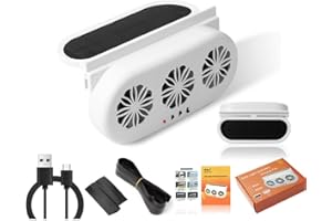 ZHXXCUM Solar Powered Car Window Fan, USB Car Exhaust Fan, Solar Powered Car Ventilator with 3 Air Outlet, Portable Auto Cooler Fan for All Vehicle Front/Rear Window(White)