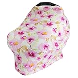 Nursing Breastfeeding Cover Scarf with Floral Watercolour Design for Baby Girls, Infant Car Seat Cover, Grocery - Shopping Cart Cover, 5 in 1 Multi Use Stretchy Canopy by Gufix