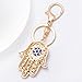 Jzcky Shzrp Blue Evil Eye on a Hamsa Crystal Rhinestone Keychain Key Chain Sparkling Key Ring Charm Purse Pendant Handbag Bag Decoration Holiday Gift
