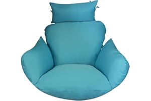 SK CHUMRA Egg Chair Cushion Hanging Basket Chair Pads Wicker Rattan Hanging Seat Cushion Nonslip Soft Headrest & Armrest Outdoor Porch Backyard UV Resistant Patio Hammock Swing Cushions (Blue)