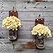 Rustic Mason Jar Wall Sconce Set of 2, With or Without Flowers