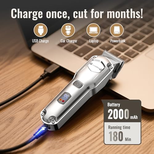 Jack&Rose Hair Clippers Men, Cordless Hair Clippers, Clippers for Men Haircut, Barber Clippers, Professional Hair Trimmer Shaver with LED Display, IPX7 Waterproof