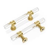 Peaha 10 Pack 3 Inch Acrylic Cabinet Pulls Gold