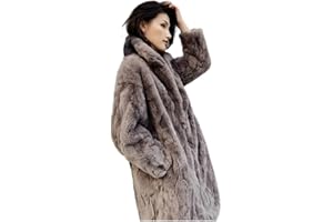 Real Fur Coat Winter Jacket Women Natural Rex Rabbit Fur Long Overcoat Stand Collar Streetwear Thick Warm Outerwear-lDS