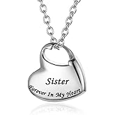 Gisunye Cremation Urn Necklace for Ashes Urn Jewelry,Forever in My Heart Carved Stainless Steel Keepsake Waterproof Memorial Pendant for mom & dad with Filling Kit…