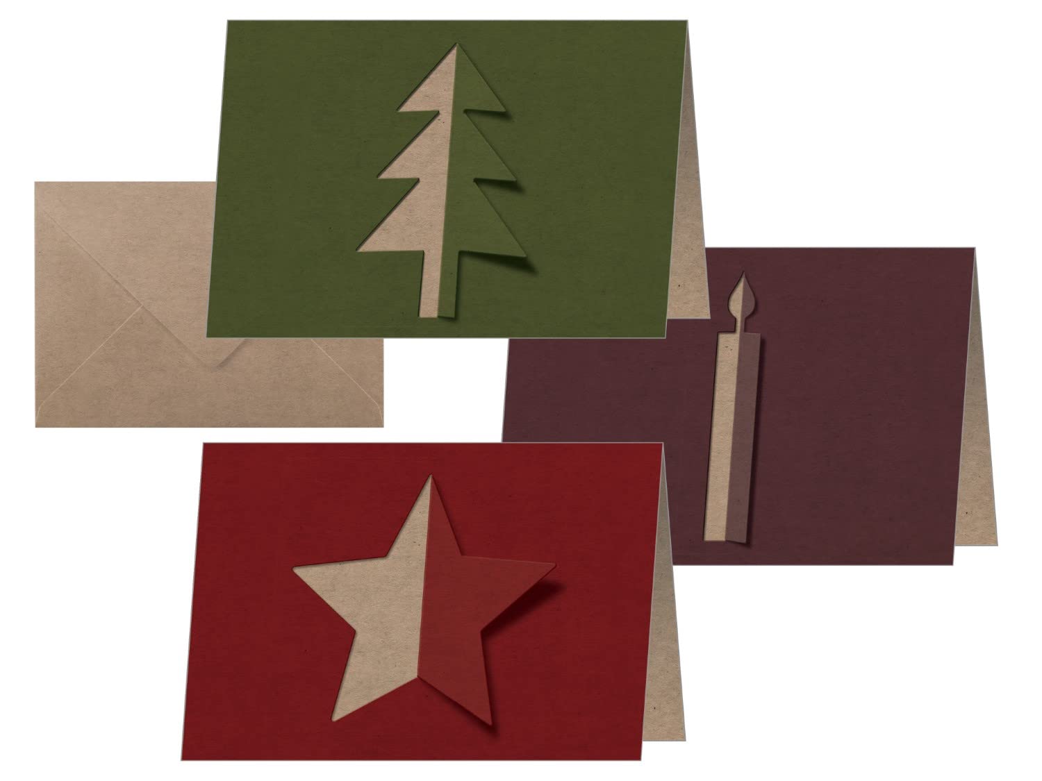 SIGEL DS083 Set of Christmas Cards "Cut-out style", A6 landscape, 10 cards, easy to print