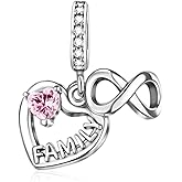 Doyafer Mother Daughter Heart Pendant 2 Per Pack 925 Sterling Silver Charms Suitable for Charm Necklaces Bracelet Jewellery Gift for Women Family