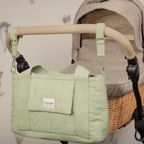 , saco de maternidade, saco organizador de carrinho de bebé, com pegas ajustáveis ao carrinho, fecho de fecho, compacto e de grande capacidade, com bolsos interiores, verde