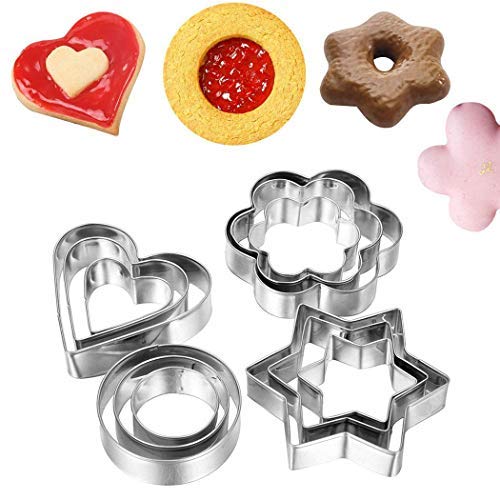 Lazinem 12PCS Baking Mould Cake Star Heart Flower Cutter Cookie DIY Mold Kitchen Tools Cookie Cutters