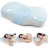 Zmarthumb Cervical Pillow for Neck and Shoulder Support, Memory Foam Ergonomic Contour Orthopedic Bed Pillows with Adjustable Height & Breathable Pillowcase for Side, Back, Stomach Sleepers(Blue)