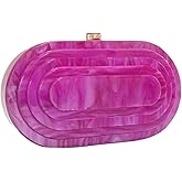 GSYPS Acrylic Evening Clutch Bag for Women Shell Shape Shoulder Crossbody Bag Glitter Marble Purse Handbag