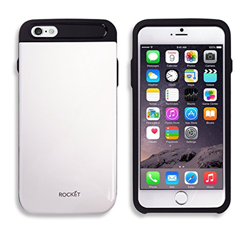 iPhone 6 / 6S Wallet Case [Card Slot] [Heavy Duty] Slim Fit Ergonomic Dual Layer Hybrid Tough Shield Front Screen Drop Protection Rubber Back Bumper Slide Cover Apple iPhone6 iPhone6S (White) - Thumbnail 2