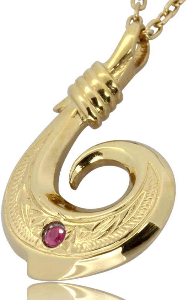 Austaras Hawaiian Fish Hook Necklace with Ruby or Sapphire