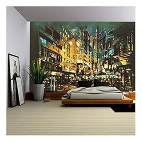 Night Scene Cityscape Abstract Art Painting