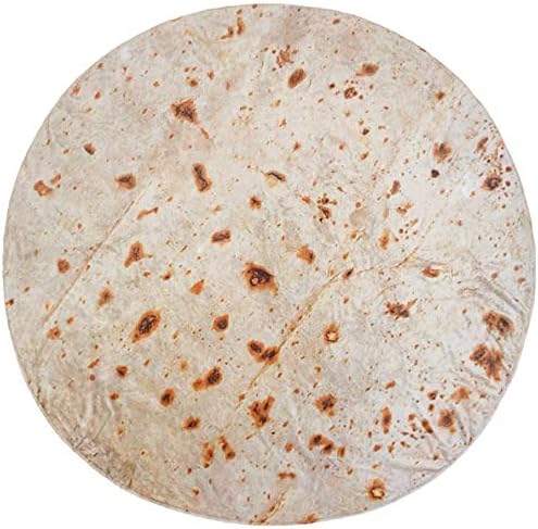 KPBLIS Burritos Tortilla Blanket with Double Sided Pattern, Giant Flour Tortilla Throw Blanket, Comfort Wearable Flannel Blanket for Kids and Adults (71" in Diameter, Tortilla - Style 2)