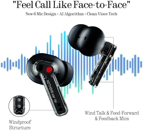 Nothing ear (a) fones de ouvido bluetooth sem fio com integração chatgpt, cancelamento ativo de ruído, algoritmo de aprimoramento de graves e até 42,5 horas de reprodução - preto