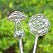 Calunce 2pcs Small Hand Blown Clear Glass Self Watering Aqua Globes,Mushroom