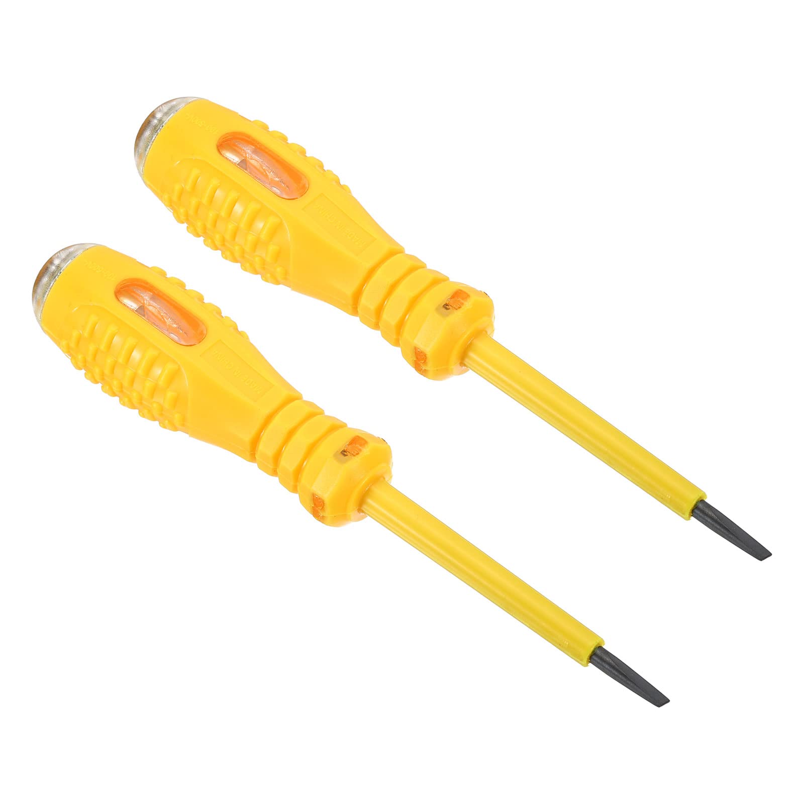 PATIKIL Voltage Tester AC 150-500V Contact Electrical Detector Slotted Screwdriver Tester Pen with Neon Tube, Yellow, Pack of 2