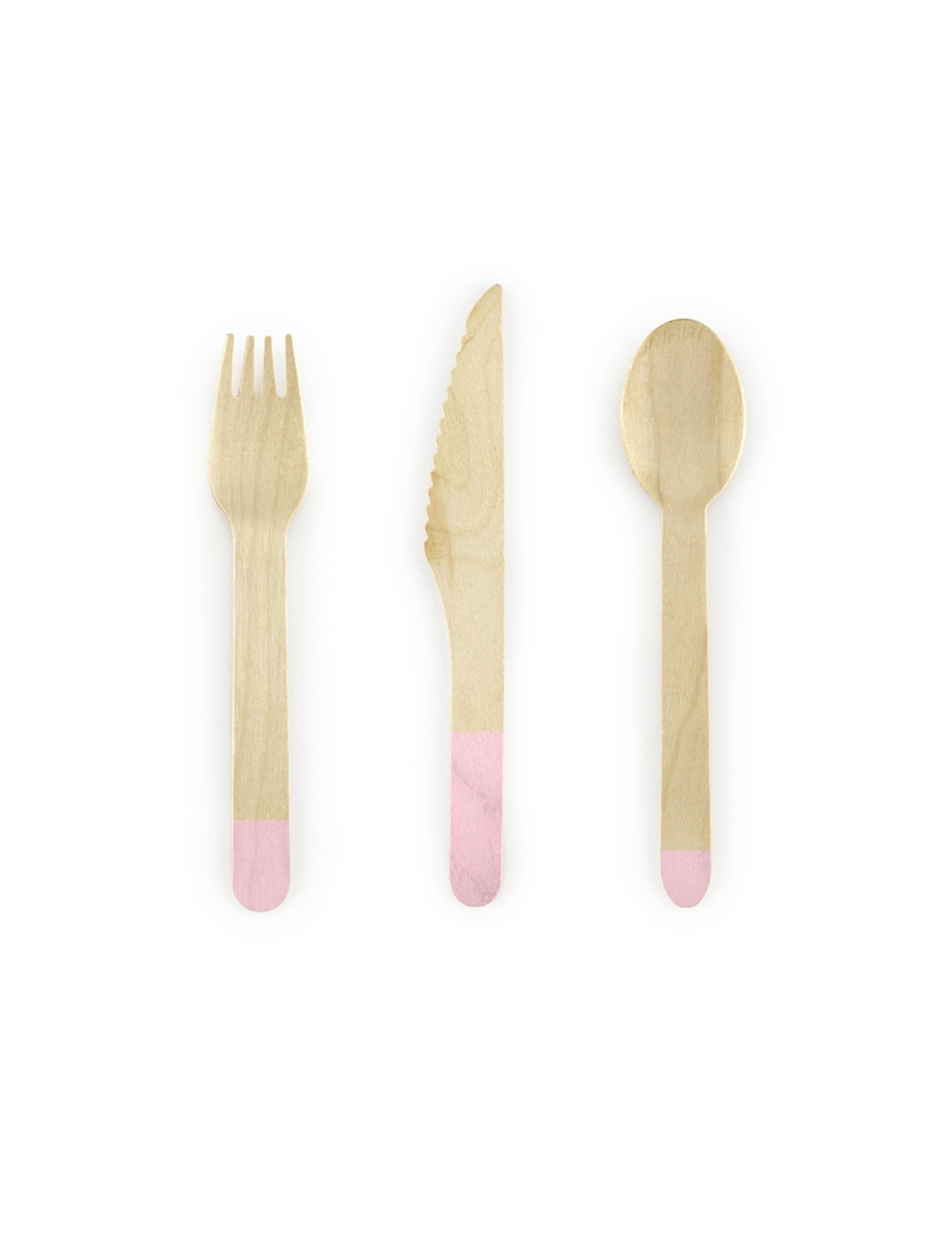 18-Piece Wooden Pastel Cutlery Set in Pastel Pink