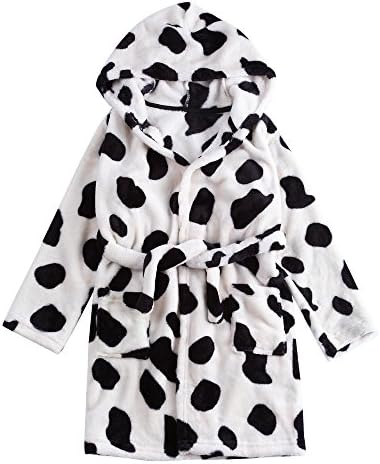 CHENXIN Toddler Kids Cow Coral Fleece Hooded Bathrobe Pajamas Sleepwear