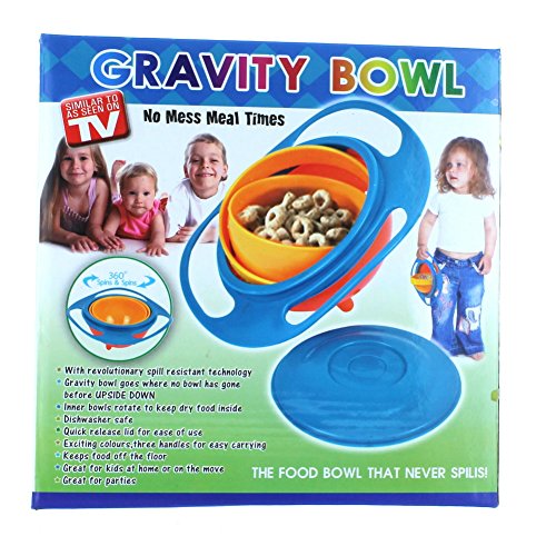 1 X Gravity Bowl Spill Resistant Kid's Snack Food Dish + Lid
