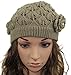 MINAKOLIFE Women's Super Soft Flower Laciness Knit Beanie Hat (Khaki)