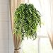 HOGADO 2pcs Artificial Hanging Ferns Plant Fake Plastic Hanging Greenery Plant Kimberly Queen Boston Fern for Wall Indoor Outside Hanging Basket Planter Floral Wedding Greenery Garland