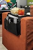 TV Remote Control Organizer Holder, Drapes Over Sofa Arm Best Quality Armrest Organizer-5 Pocket Organizer w/ Arm Rest Tray, Use for Remote Controls, Game Controller, Pens, Magazines,