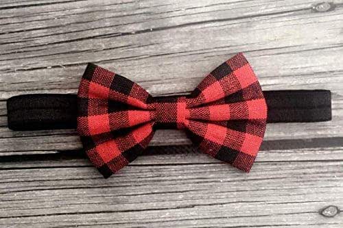 plaid headband with bow