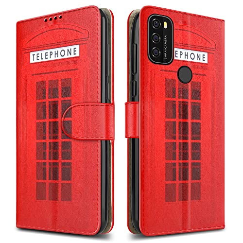 PIXFAB For Blackview A70 Leather Phone Case, Magnetic Closure Full Protection Book Folio Design, Wallet Case Cover [Card Slots] and [Kickstand] For Blackview A70 (6.5") - Telephone Booth