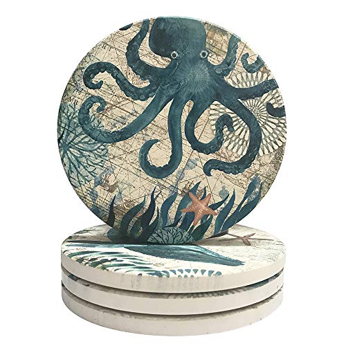 Ceramic Coaster Set of 4 Absorbent Stone Coasters for Cold Drinks