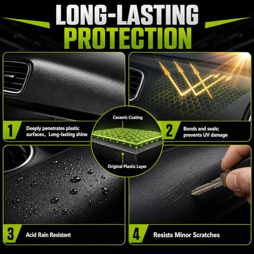 Inpumo Back to Black Trim Restorer, 100ml Car Plastic Restorer, Exterior and Interior Car Cleaning Kit, Restore Faded Plastic, Vinyl & Rubber, Resists Water, UV Rays, Dirt